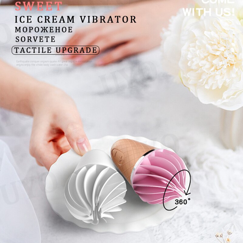 Germany Satisfyer Sweet Treat Ice Cream Cone Vibrator Sex Toy for Women Soft Silica Gel Clitoris Stimulator UYO Mini Adult Toy
