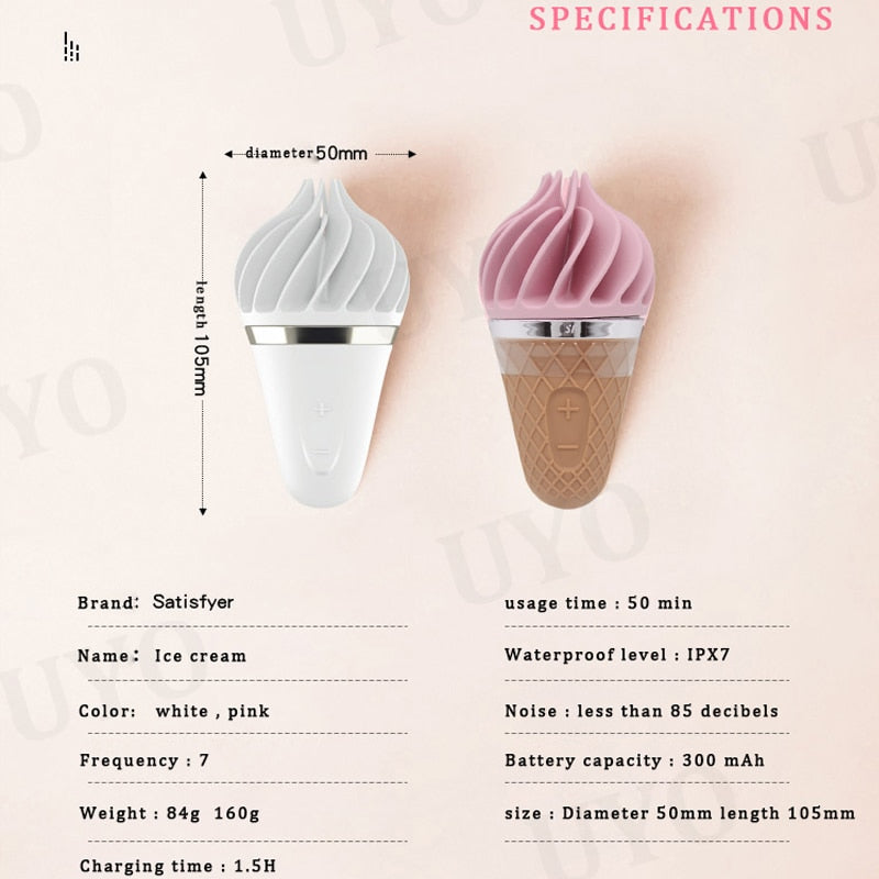 Germany Satisfyer Sweet Treat Ice Cream Cone Vibrator Sex Toy for Women Soft Silica Gel Clitoris Stimulator UYO Mini Adult Toy