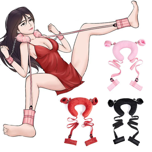 Sex Toys Cotton BDSM Bondage Set Handcuffs Sexy Leg Pillow Thigh Slimming Belt Bending Orgasm Couple Toy