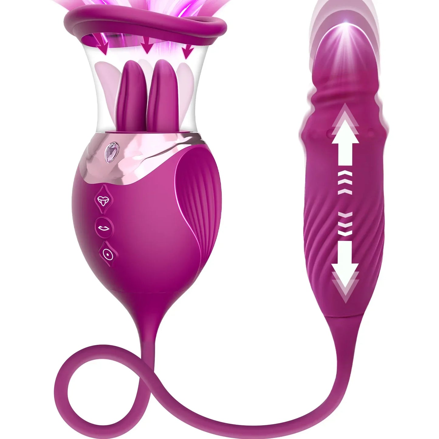 Rose Sucking Vibrator for Women 4-in-1 Thrusting Dildo G-Spot Nipple Sucker Clitoris Stimulator Vibrating Egg Adult Sex Toys