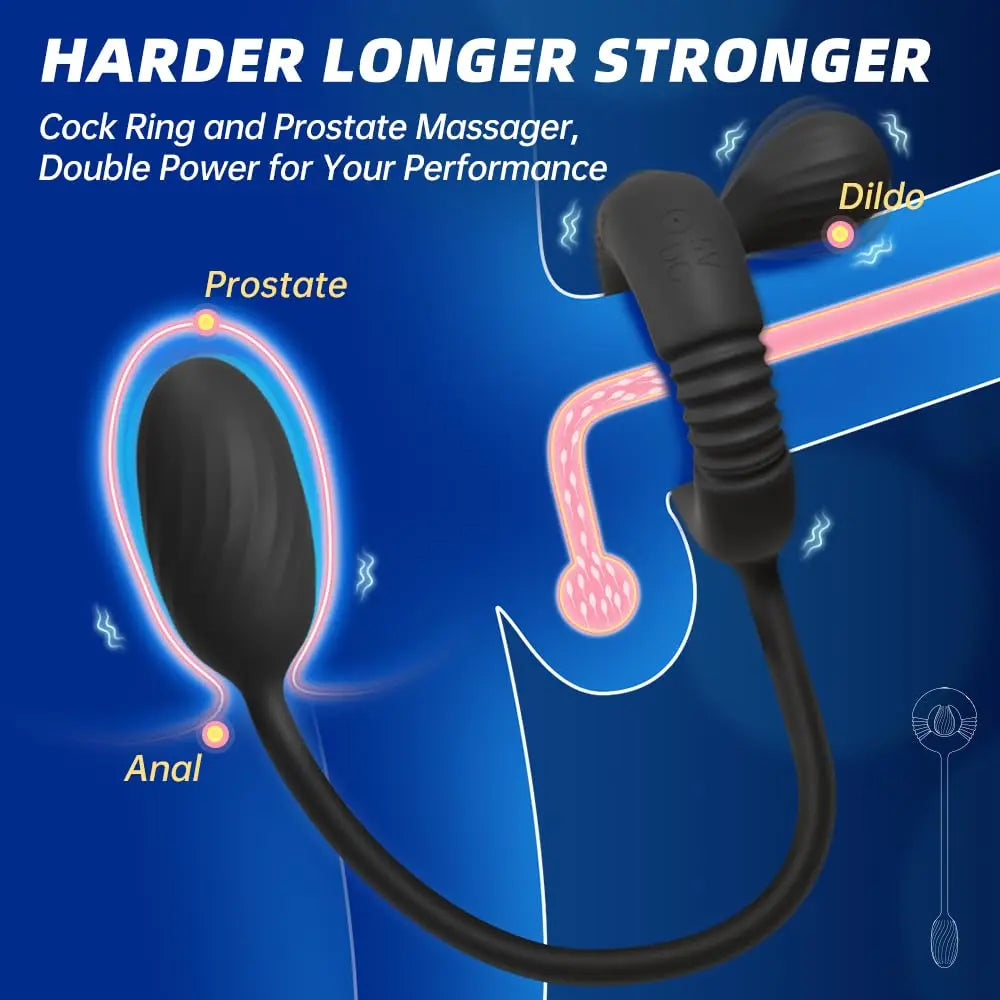 Cock Ring with Prostate Massager Anal Vibrator Silicone Pleasure Penis Ring Anal Butt Plug for Men Couples Adult Sex Toys