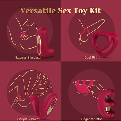 Tracy's Dog Love Vibrator Kit with Removable Vibrating Bullet and 4 Silicone Attachments - Remote Adult Sex Toys for Women & Partners