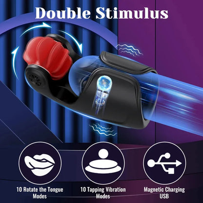 Male Rotating Licking Penis Trainer Full Intelligent Men Tapping Lasting Glans Exerciser Delay Endurance Vibrator Toys
