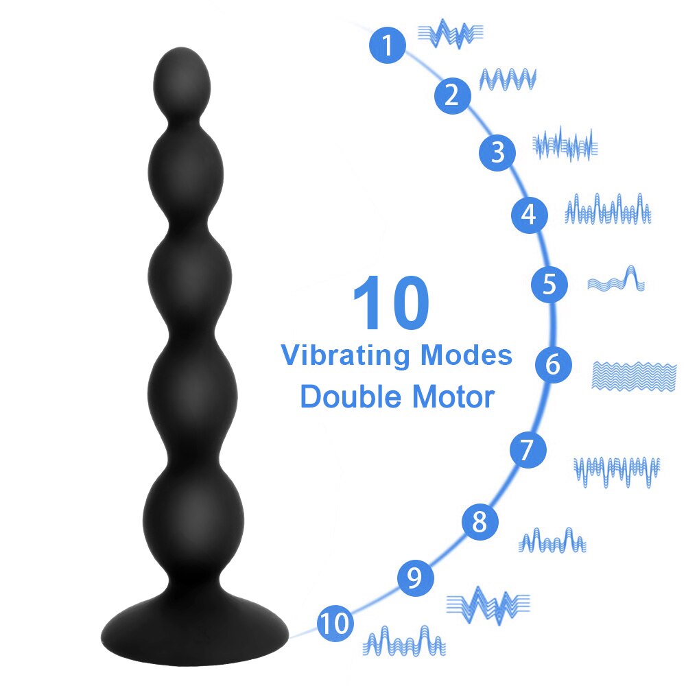 Sex Toy for Men Women Anal Beads 10-Speed Butt Plug Stimulator Prostate Massager Remote Control Vibrator Anal Vibrator Dual Motor