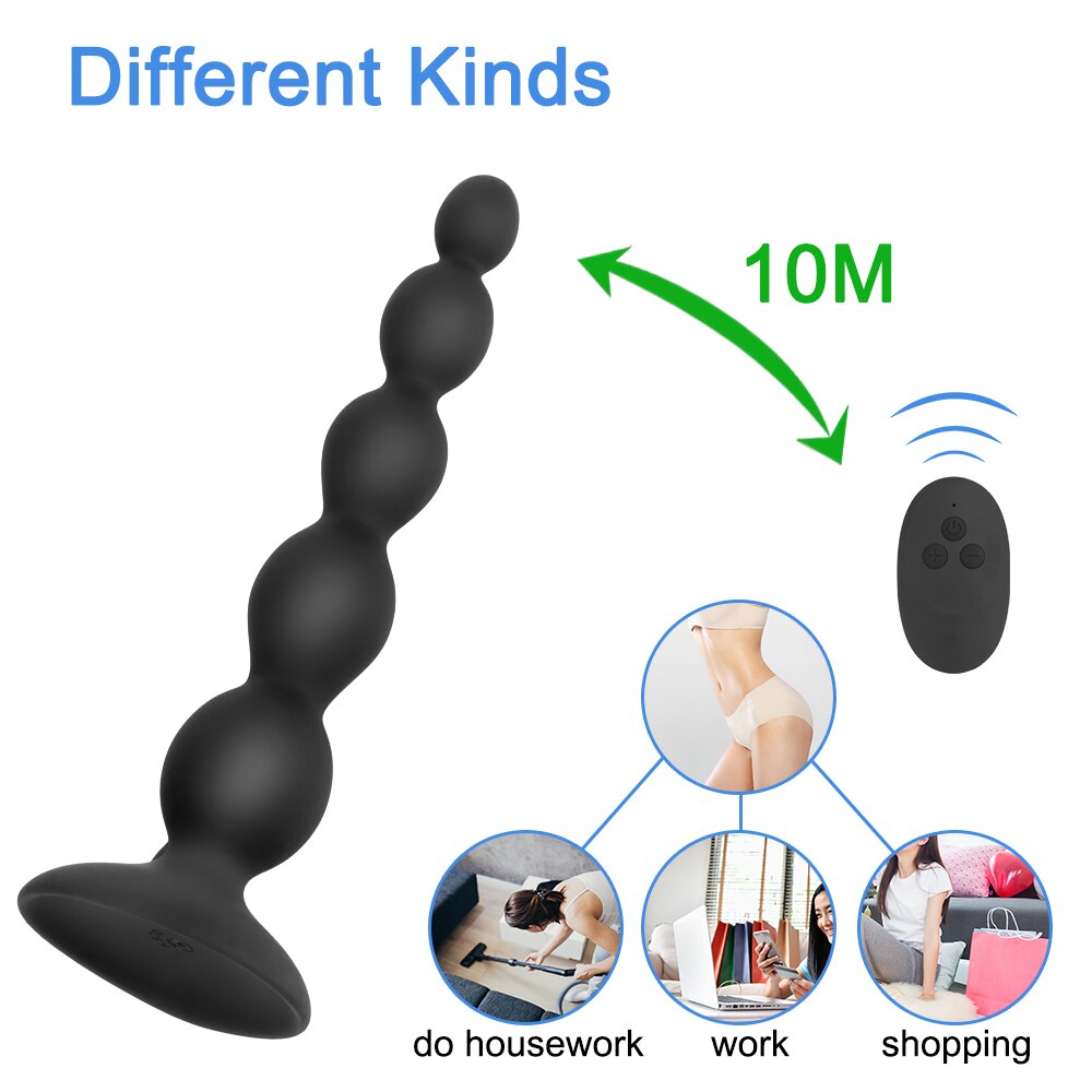 Sex Toy for Men Women Anal Beads 10-Speed Butt Plug Stimulator Prostate Massager Remote Control Vibrator Anal Vibrator Dual Motor