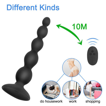 Sex Toy for Men Women Anal Beads 10-Speed Butt Plug Stimulator Prostate Massager Remote Control Vibrator Anal Vibrator Dual Motor