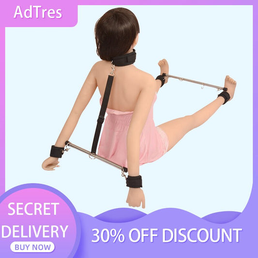 Sex Toys for Women, BDSM Bondage Set, Metal Butt Plug, Nylon Restraint Belt, Steel Pipe Erotic Handcuffs, Adult Flirt Games