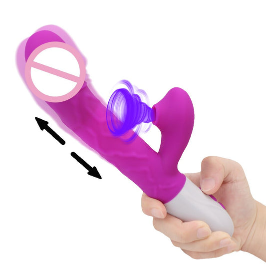 Sex Toys for Women: Heating Vagina G-Spot Stimulating Vibrators - Telescopic Rotating Dildo 3-in-1 Clitoris Sucking Rabbit Vibrator