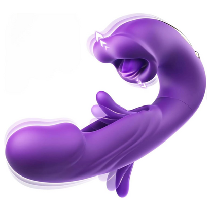 3-in-1 Tongue Licking Finger Flapping G-Spot Dildo Vibrator Sex Toys for Women Clitoral Stimulation Massager Adults Masturbator