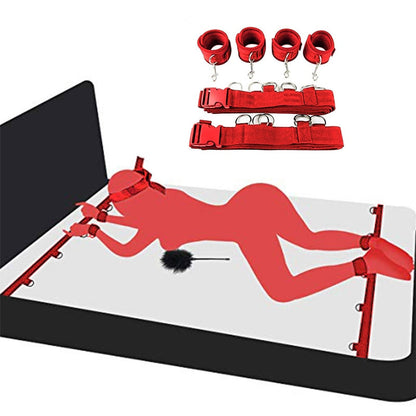 Sexy Hot Erotic Slave Adult Games Straps Restraints To The Bed Sex Toys for Women Handcuff Neck & Ankle Cuffs BDSM Bondage Set