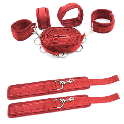 Sexy Hot Erotic Slave Adult Games Straps Restraints To The Bed Sex Toys for Women Handcuff Neck & Ankle Cuffs BDSM Bondage Set