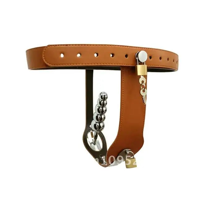 Leather T-Shaped Female Lock Belt Masturbator Strap On Pants Underwear Fetish Chastity Sex Chastity Device Bdsm Toys