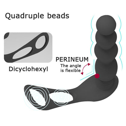 Silicone Anal Butt Plug Pull Beads with Cock Ring Prostate Massager Anal Balls Vibration Heating Erotic Anal Sex Toy for Adult