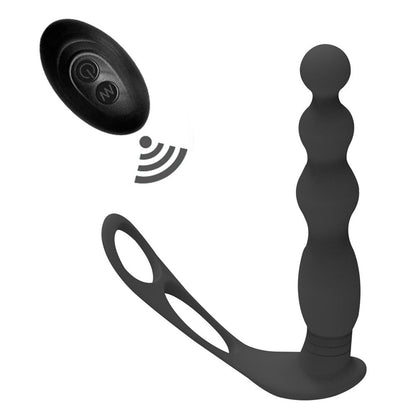 Silicone Anal Butt Plug Pull Beads with Cock Ring Prostate Massager Anal Balls Vibration Heating Erotic Anal Sex Toy for Adult