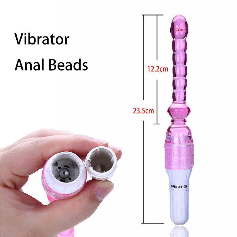 Silicone Jelly Long Anal Vibrator Magic Wand Anal Butt Plug Beads G-Spot Massager Adult Sex Toys for Women Couples Masturbation