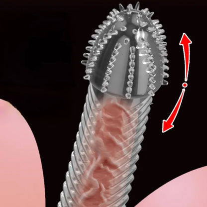 Silicone Penis Sleeves Reusable Condoms Cock Enlarger Penis Erection Sex Toy for Men Transparent Penis Enlargement Men Sex Toys