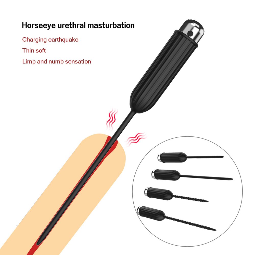 Silicone Urethral Dilators Penis Plug 10-Speed Vibrating Insertion Urethral Plug Catheter Sounds Vibrator Sex Toys for Men Adult