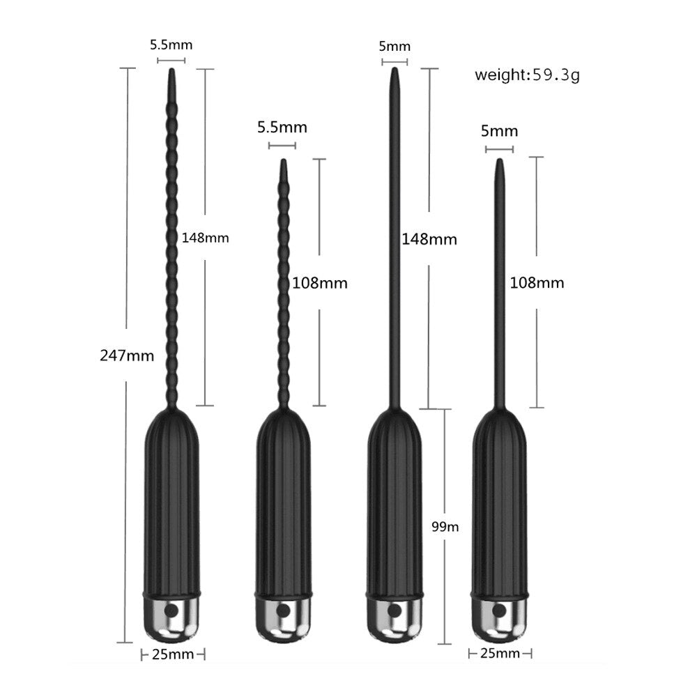 Silicone Urethral Dilators Penis Plug 10-Speed Vibrating Insertion Urethral Plug Catheter Sounds Vibrator Sex Toys for Men Adult