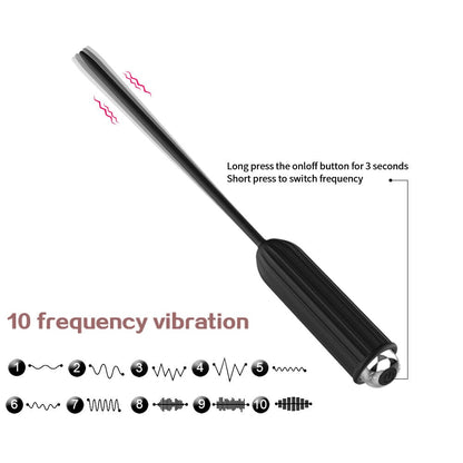 Silicone Urethral Dilators Penis Plug 10-Speed Vibrating Insertion Urethral Plug Catheter Sounds Vibrator Sex Toys for Men Adult
