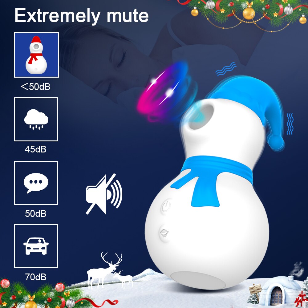 Snowman Clit Sucker Vibrator: Sex Toy for Women, 18+ Christmas Nipple Female Clitoris Vacuum Stimulator, Oral Sex