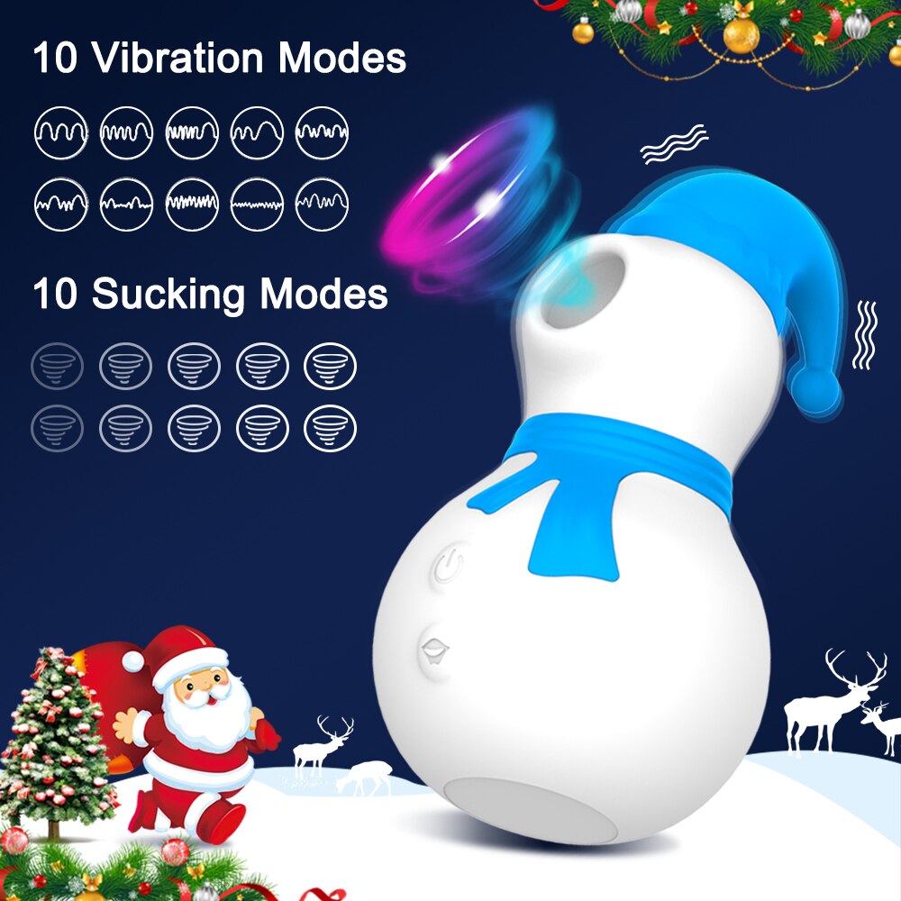 Snowman Clit Sucker Vibrator: Sex Toy for Women, 18+ Christmas Nipple Female Clitoris Vacuum Stimulator, Oral Sex