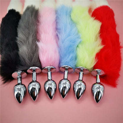 Soft Anal Plug Faux Fox Tail Cosplay Butt Plug Anal Sex Tail Stainless Smooth Steel Butt Plug Anal Sex Toys for Women Couples