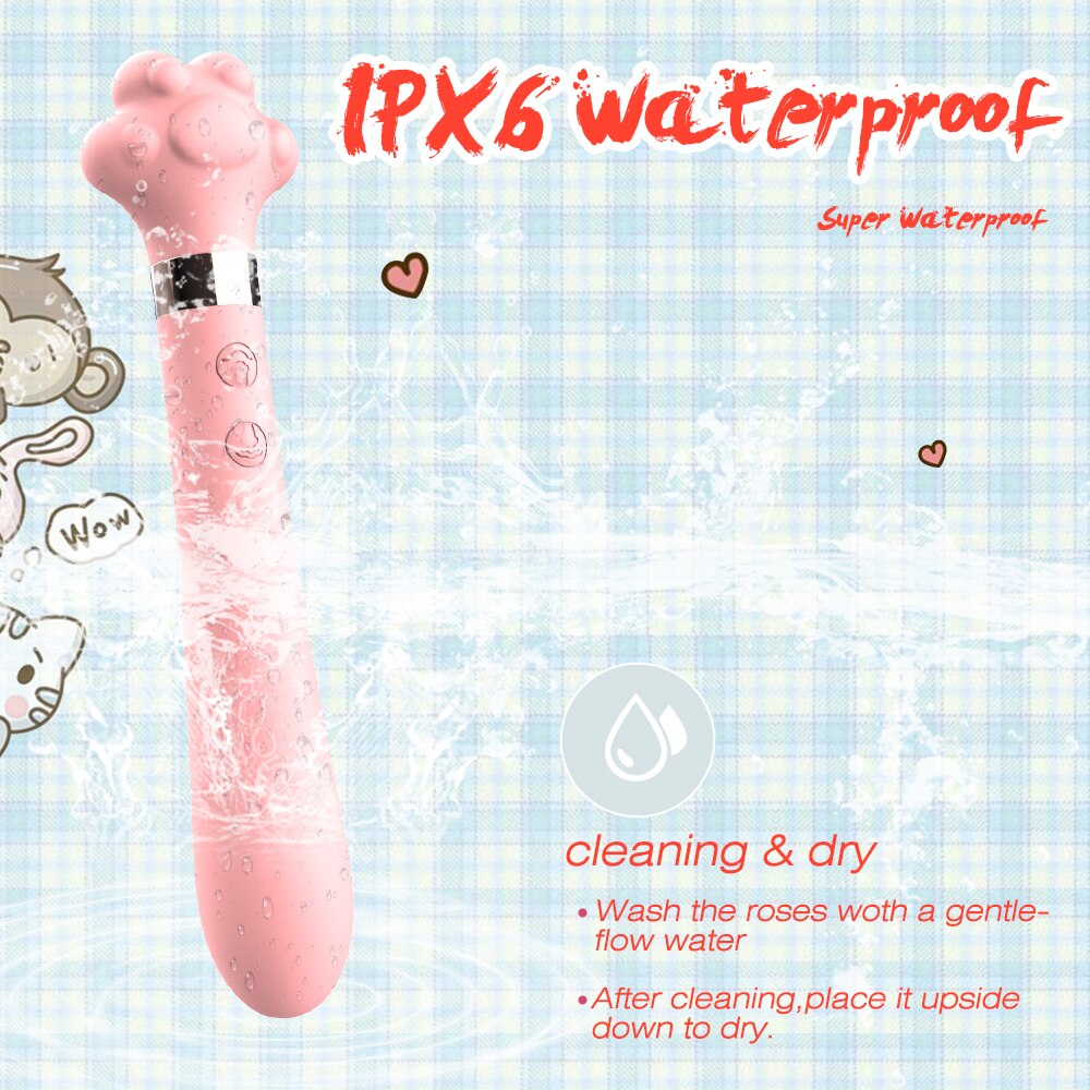 Soft Cute Cat Claw Double Vibrator Waterproof Silicone Wand Masturbator Sex Toy for Women Vaginal G-Spot Anal Massage Shop