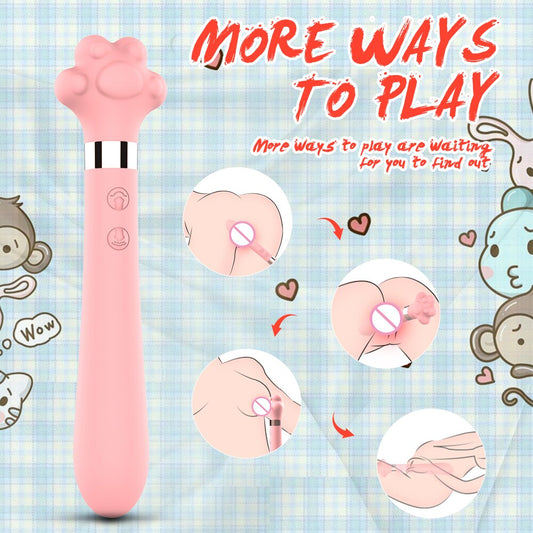 Soft Cute Cat Claw Double Vibrator Waterproof Silicone Wand Masturbator Sex Toy for Women Vaginal G-Spot Anal Massage Shop