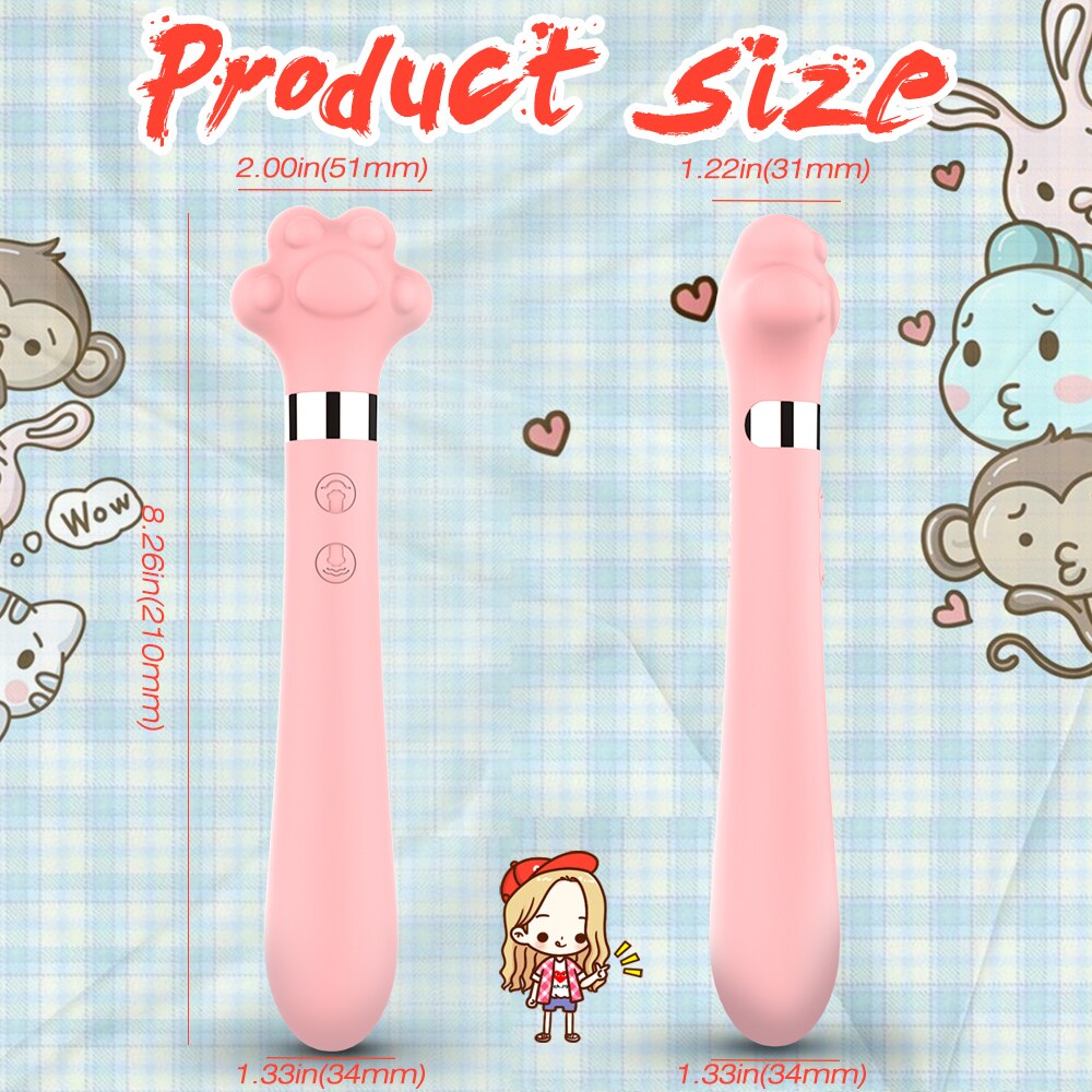 Soft Cute Cat Claw Double Vibrator Waterproof Silicone Wand Masturbator Sex Toy for Women Vaginal G-Spot Anal Massage Shop