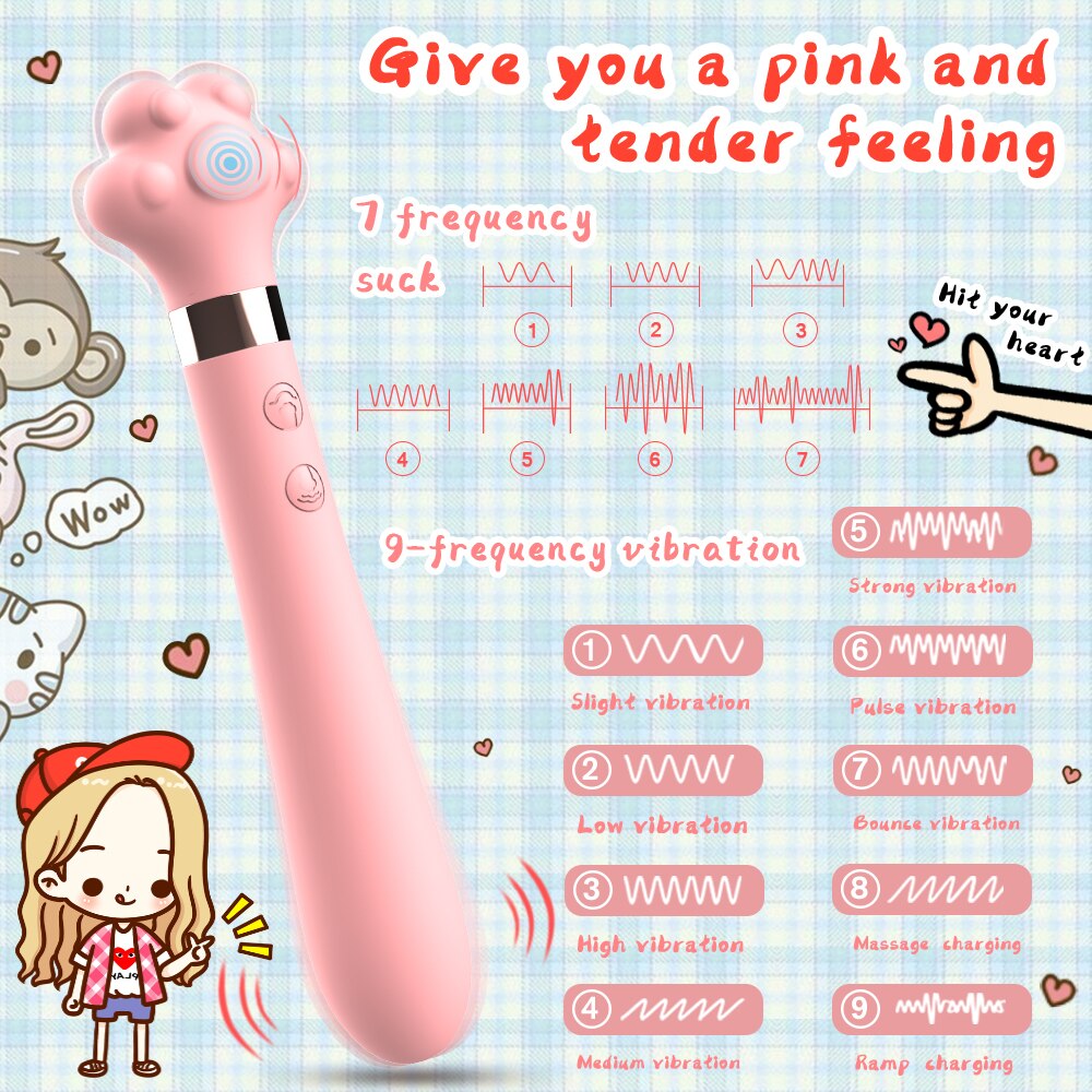 Soft Cute Cat Claw Double Vibrator Waterproof Silicone Wand Masturbator Sex Toy for Women Vaginal G-Spot Anal Massage Shop