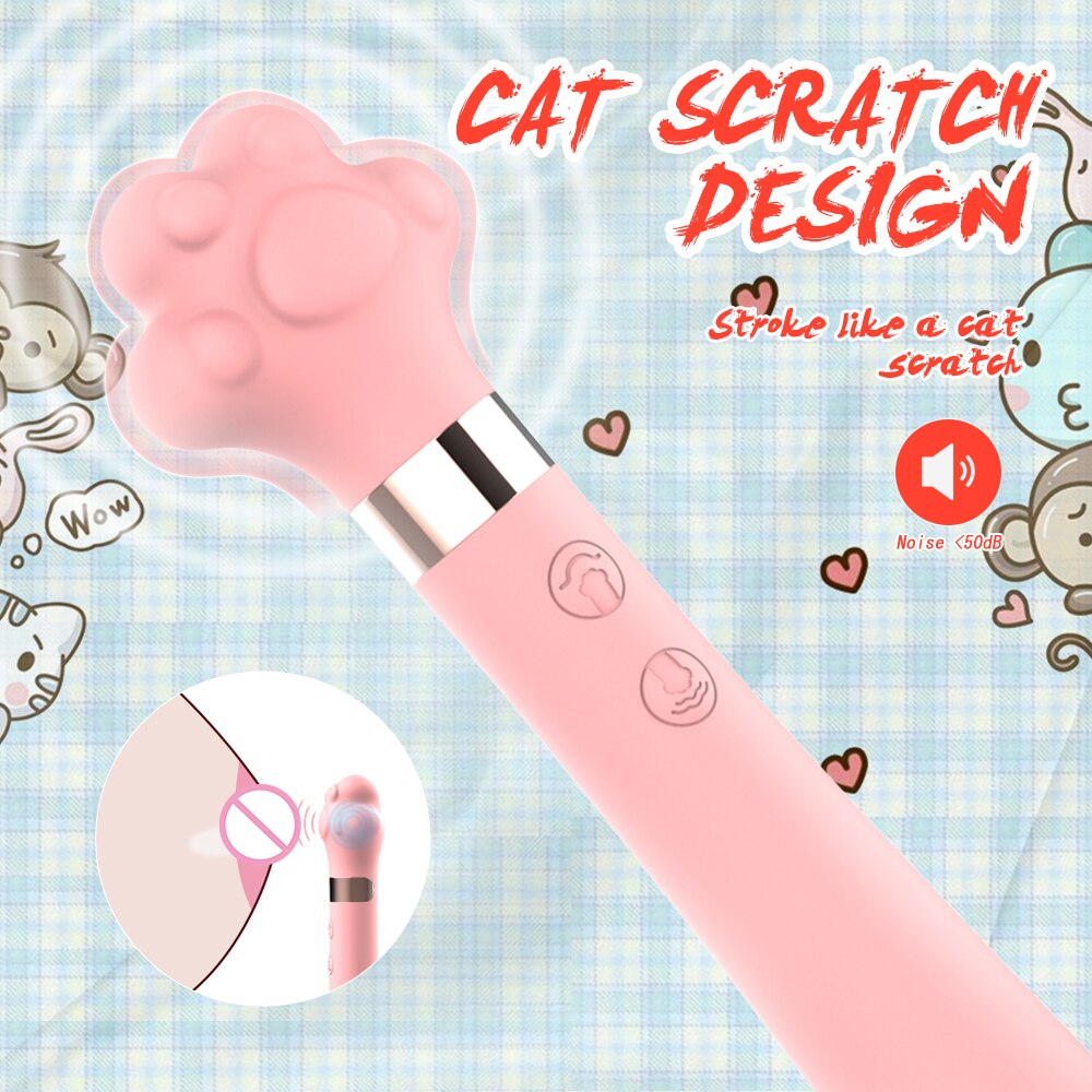 Soft Cute Cat Claw Double Vibrator Waterproof Silicone Wand Masturbator Sex Toy for Women Vaginal G-Spot Anal Massage Shop