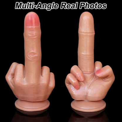 Large Spoof Middle Finger Gift Thick Dildo Gay Soft Silicone Dick Big Suction Cup Artificial Penis Anal Plug Sex Toy for Women