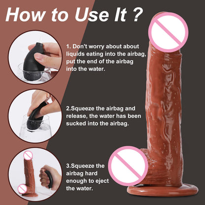 Realistic Squirting Dildo Ejaculating Penis for Beginners. Soft Curved Dildo and Female G-Spot Anal Prostate