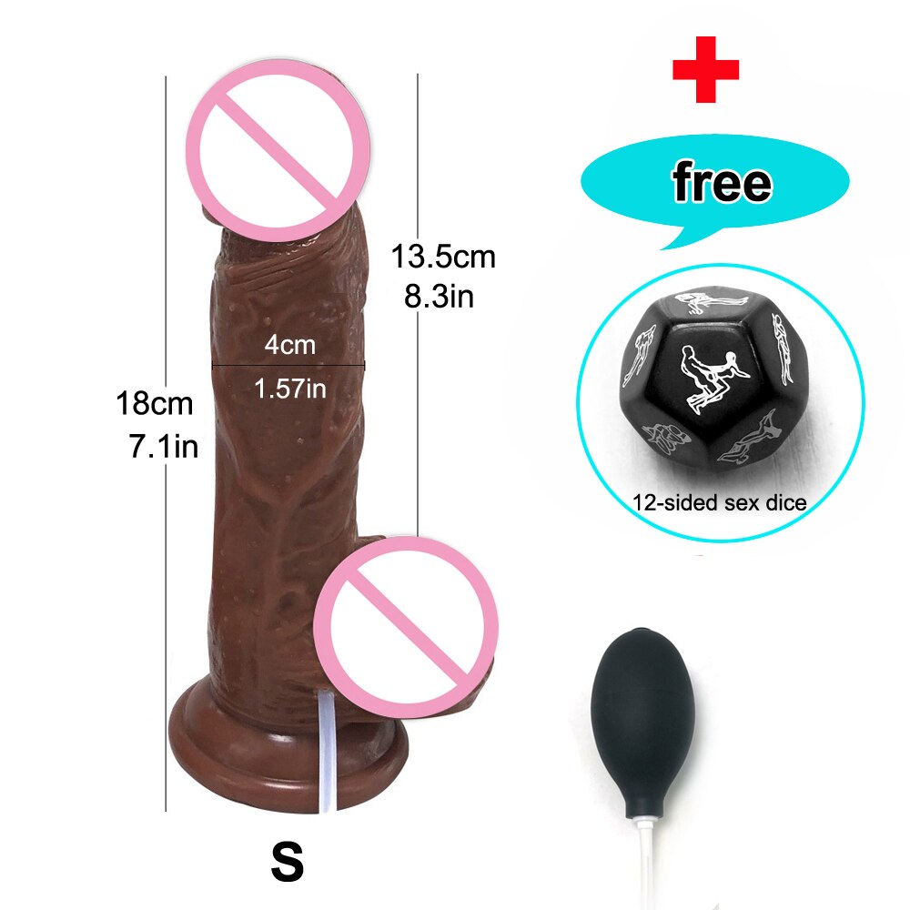Realistic Squirting Dildo Ejaculating Penis for Beginners. Soft Curved Dildo and Female G-Spot Anal Prostate