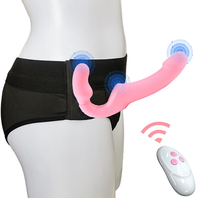 Strapless Strap-on Dildo Vibrator for Couples Strapon for Lesbian Wireless Remote Control Double-Heads Vibrator Adult Sex Toys