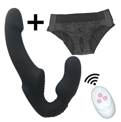Strapless Strap-on Dildo Vibrator for Couples Strapon for Lesbian Wireless Remote Control Double-Heads Vibrator Adult Sex Toys