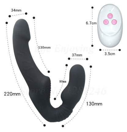 Strapless Strap-on Dildo Vibrator for Couples Strapon for Lesbian Wireless Remote Control Double-Heads Vibrator Adult Sex Toys