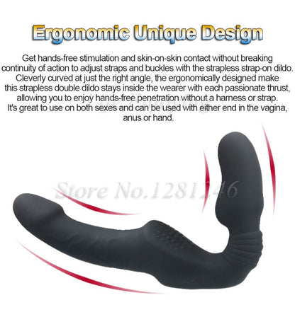 Strapless Strap-on Dildo Vibrator for Couples Strapon for Lesbian Wireless Remote Control Double-Heads Vibrator Adult Sex Toys