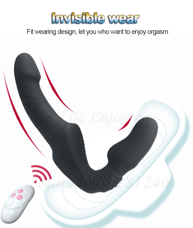 Strapless Strap-on Dildo Vibrator for Couples Strapon for Lesbian Wireless Remote Control Double-Heads Vibrator Adult Sex Toys