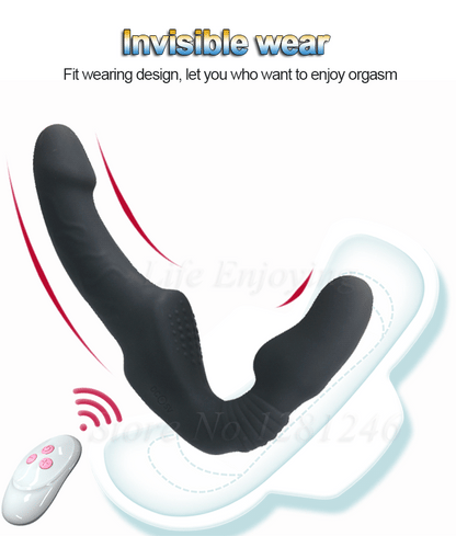 Strapless Strap-on Dildo Vibrator for Couples Strapon for Lesbian Wireless Remote Control Double-Heads Vibrator Adult Sex Toys