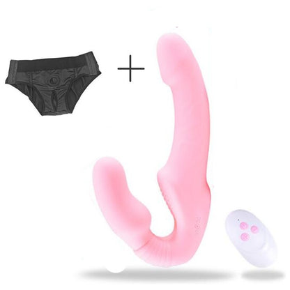 Strapless Strap-on Dildo Vibrator for Couples Strapon for Lesbian Wireless Remote Control Double-Heads Vibrator Adult Sex Toys