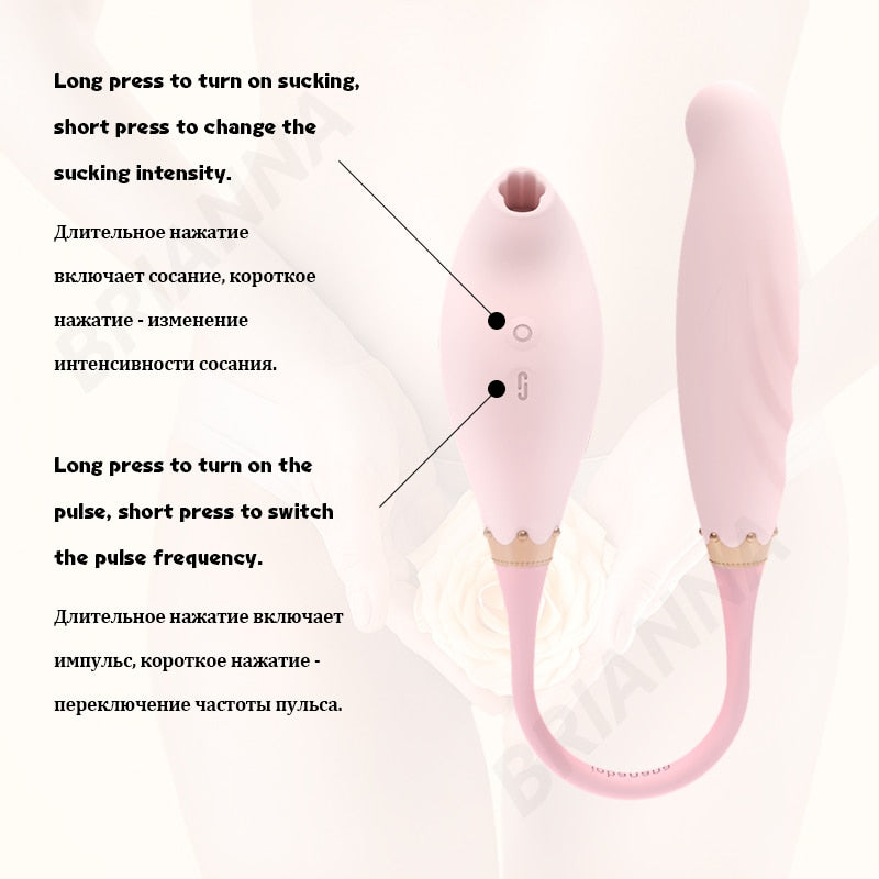 Sucking Vibrator, Bendable, for Women, 7 Frequencies, Pulse, Soft Silicone, G-Spot Clitoris Stimulator, Sex Toy for Women, Nipple Sucker