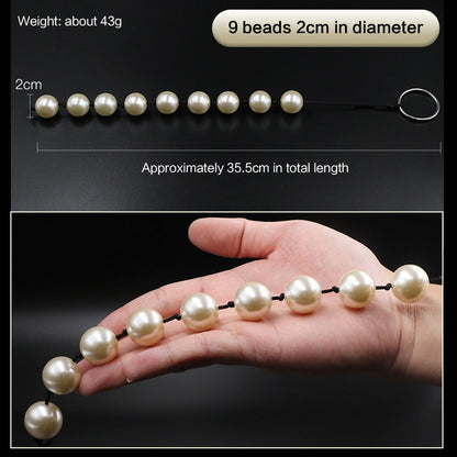 Super Large Pearl Anal Plugs, Long Anal Beads Butt Plug, Vaginal Balls Sex Toys for Women Men, Handheld Anus Masturbator Expander