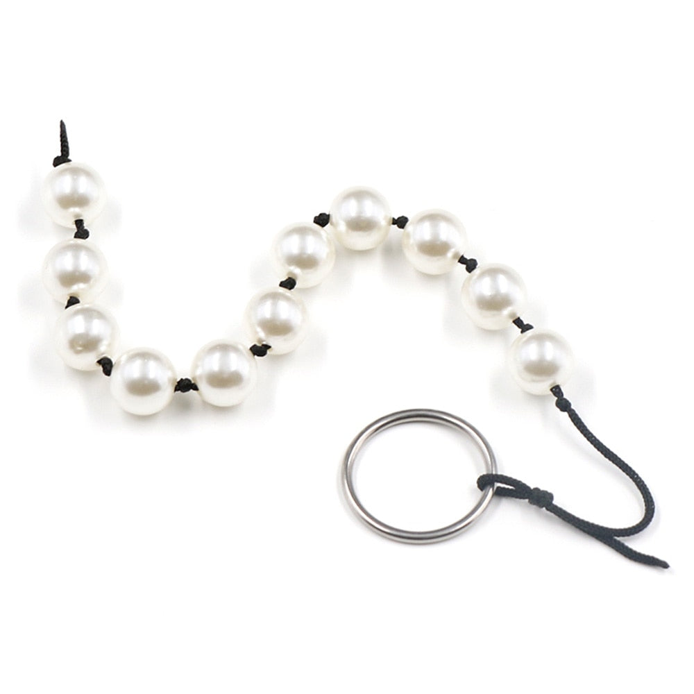 Super Large Pearl Anal Plugs, Long Anal Beads Butt Plug, Vaginal Balls Sex Toys for Women Men, Handheld Anus Masturbator Expander