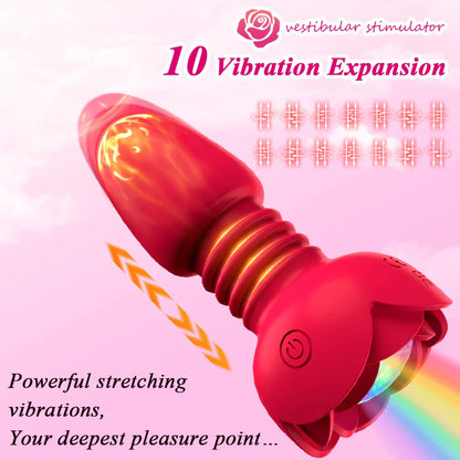 Telescopic Anal Plug Vibrator, Vibrating Butt Plug Dildo, Wireless Remote Prostate Massager, Vagina Masturbator Sex Toy for Men and Gays