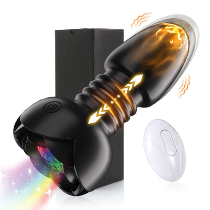 Telescopic Anal Plug Vibrator, Vibrating Butt Plug Dildo, Wireless Remote Prostate Massager, Vagina Masturbator Sex Toy for Men and Gays