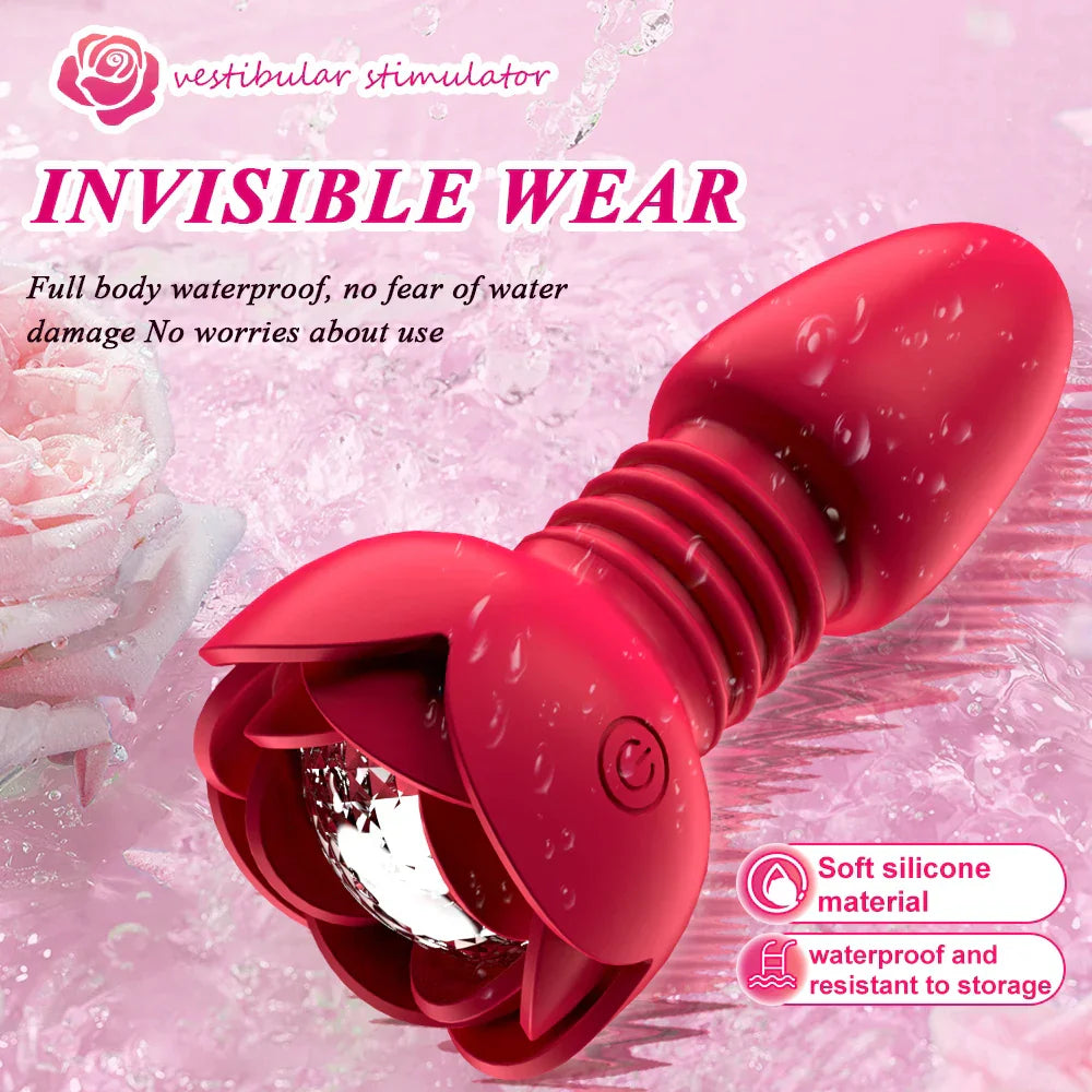 Telescopic Anal Plug Vibrator, Vibrating Butt Plug Dildo, Wireless Remote Prostate Massager, Vagina Masturbator Sex Toy for Men and Gays