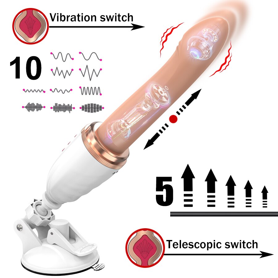 Telescopic Dildo Vibrator and Automatic Up/Down Massager G Spot Thrusting Retractable Vaginal Toy Female Orgasm