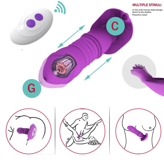Telescopic Vestibule G-spot Vibrator with Remote Control Waterproof Vibrating Vagina Clit Stimulator Sex Toys for Women & Couples