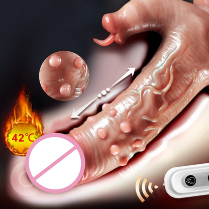Thrusting Dildo Real Vibrator Suction Cup Telescopic Heating Penis Vibrator Female Masturbator Sex Toys for Women
